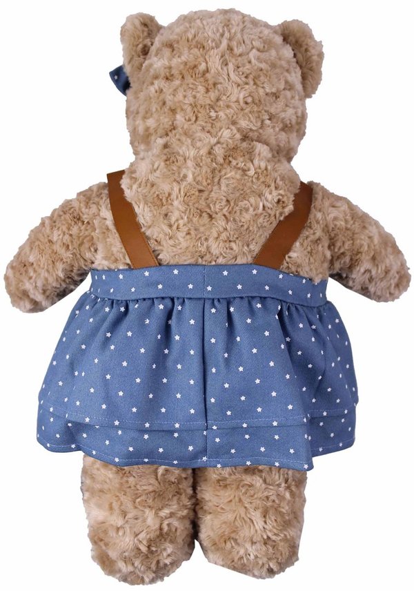 Teddybär kuschelig und anschmiegsam von TEDDY HOUSE® "Toby Bär" in beige mit Jeansrock 35 cm 14"