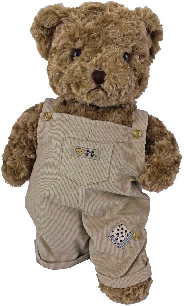 Teddybär kuschelig und anschmiegsam von TEDDY HOUSE® "Toby Bär" in braun mit Cordhose 45 cm 18"