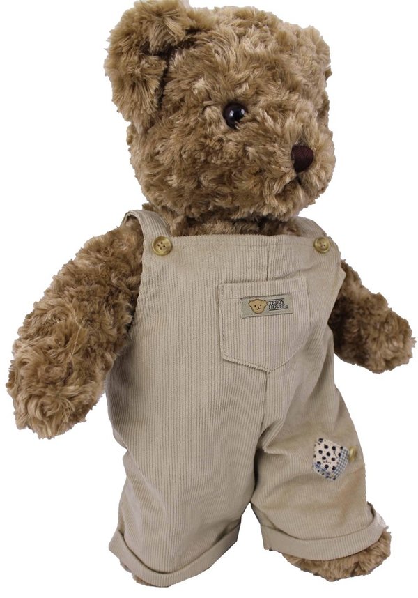 Teddybär kuschelig und anschmiegsam von TEDDY HOUSE® "Toby Bär" in braun mit Cordhose 57 cm 22"