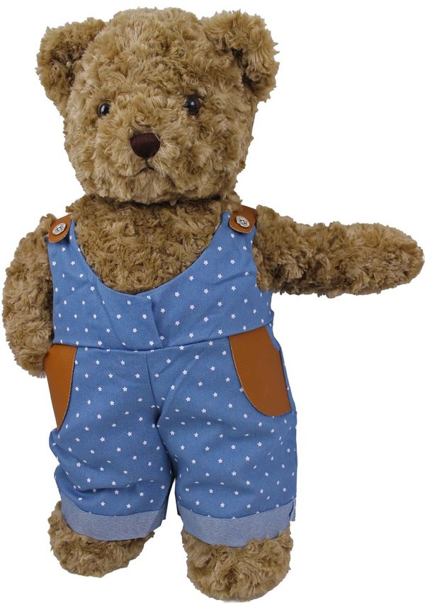 Teddybär kuschelig und anschmiegsam von TEDDY HOUSE® "Toby Bär" in braun mit Jeanshose 14 Zoll