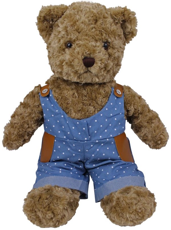 Teddybär kuschelig und anschmiegsam von TEDDY HOUSE® "Toby Bär" in braun mit Jeanshose 57 cm 22"