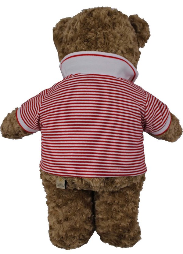 Teddybär kuschelig und anschmiegsam von TEDDY HOUSE® "Toby Bär" in braun mit Polo rot weiß 45 cm 18"