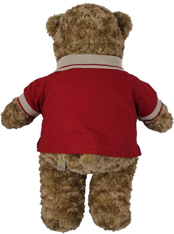 Teddybär kuschelig und anschmiegsam von TEDDY HOUSE® "Toby Bär" in braun mit Polo rot 35 cm 14"