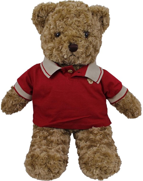 Teddybär kuschelig und anschmiegsam von TEDDY HOUSE® "Toby Bär" in braun mit Polo rot 57 cm 22"