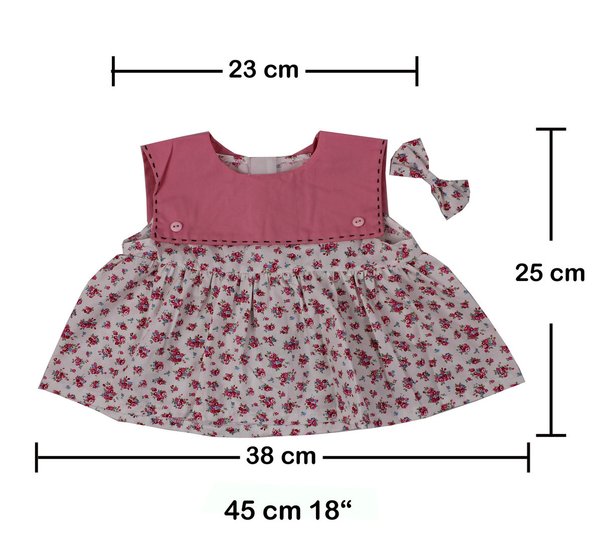 Outfit Bekleidung Teddybär Dress in rosa mit Blumen  von TEDDY HOUSE passend für 45 cm 18" K-314
