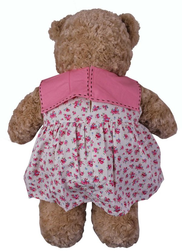 Outfit Bekleidung Teddybär Dress in rosa mit Blumen von TEDDY HOUSE® passend für 57 cm 22" K-314
