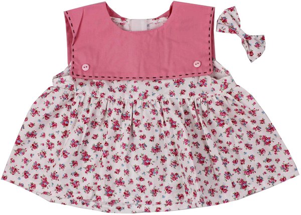 Outfit Bekleidung Teddybär Dress in rosa mit Blumen von TEDDY HOUSE® passend für 57 cm 22" K-22