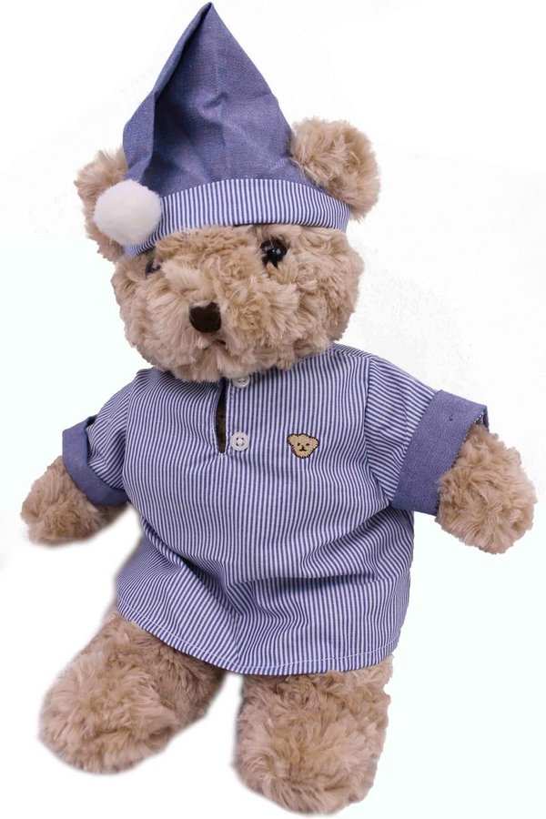 Outfit Bekleidung für Teddy Schlafanzug blau mit Hut passend für 45 cm 18" K-320