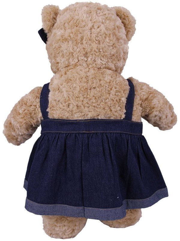 Outfit Bekleidung Teddybär Jeans Rock in blau mit Träger von TEDDY HOUSE 57 cm K-322
