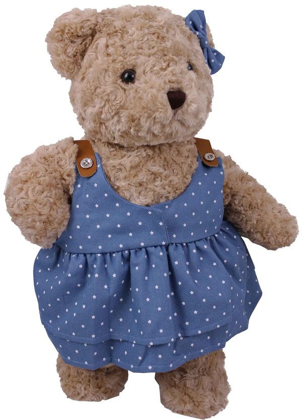 Outfit Bekleidung Teddybär Jeans Rock in hellblau mit Träger von Teddyhouse  57 cm K-325