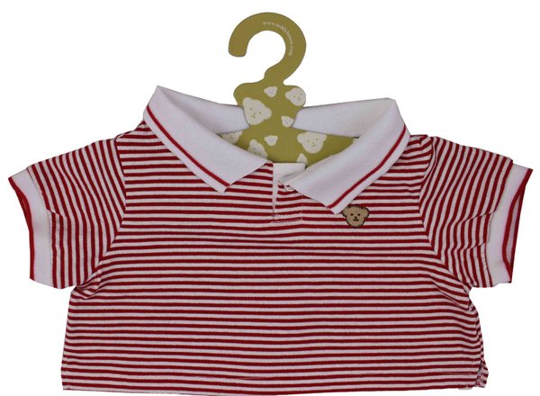 Outfit Bekleidung Teddybär Polo in rot weiß von TEDDY HOUSE® passend für 45 cm 18" K-317