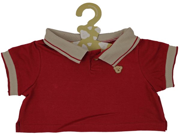 Outfit Bekleidung Teddybär Polo in rot von TEDDY HOUSE® passend für 45 cm 18" K-318