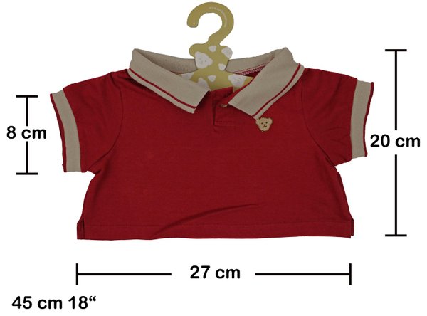 Outfit Bekleidung Teddybär Polo in rot von TEDDY HOUSE® passend für 45 cm 18" K-318