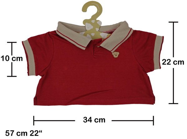 Outfit Bekleidung Teddybär Polo in rot von TEDDY HOUSE® passend für 57 cm 22" K-318