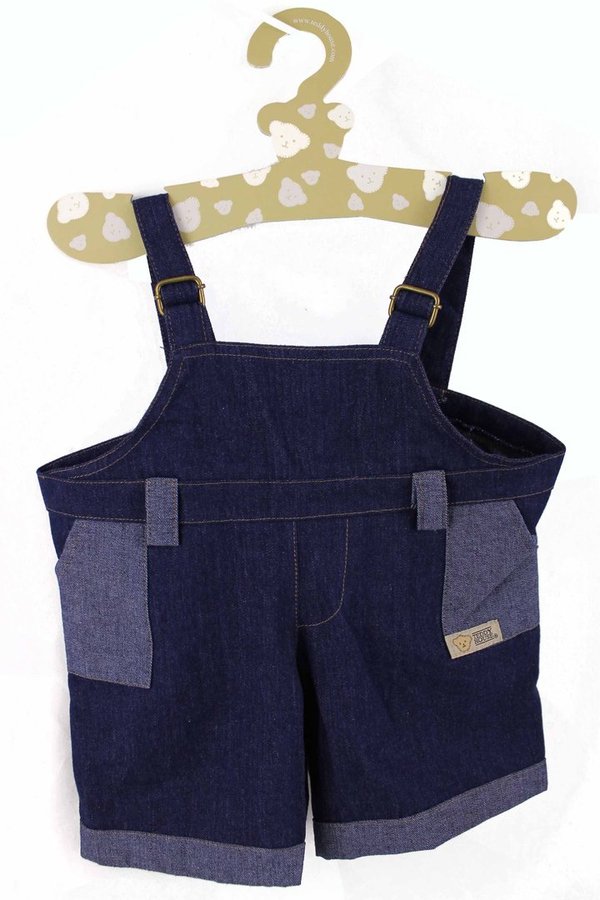Outfit Bekleidung Teddybär Jeans Hose in blau mit Träger von TEDDY HOUSE® passend für 45 cm K-321