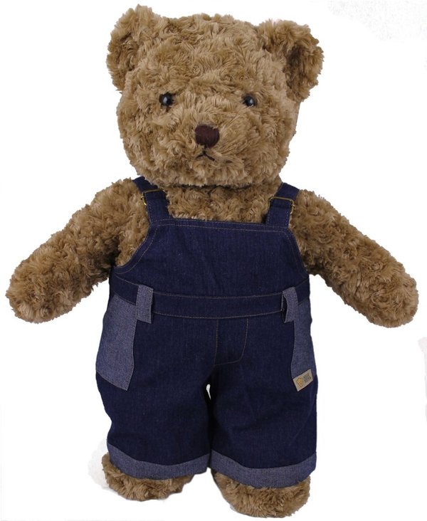 Outfit Bekleidung Teddybär Jeans Hose in blau mit Träger