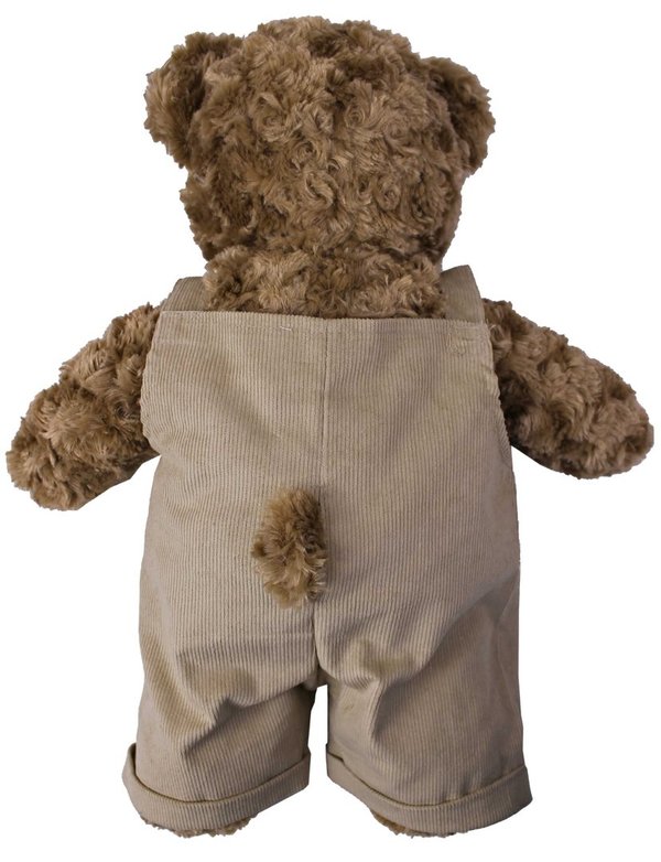 Outfit Bekleidung Teddybär Cordhose in beige mit Träger von TEDDY HOUSE® passend für 45 cm 18" K-323