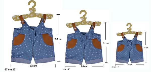 Outfit Bekleidung Teddybär Jeans Hose in blau mit Träger von TEDDY HOUSE 57 cm K-324