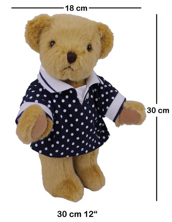 Teddybär Schlenkerbär kuschelig und anschmiegsam von TEDDY HOUSE in braun mit Polo 30 cm