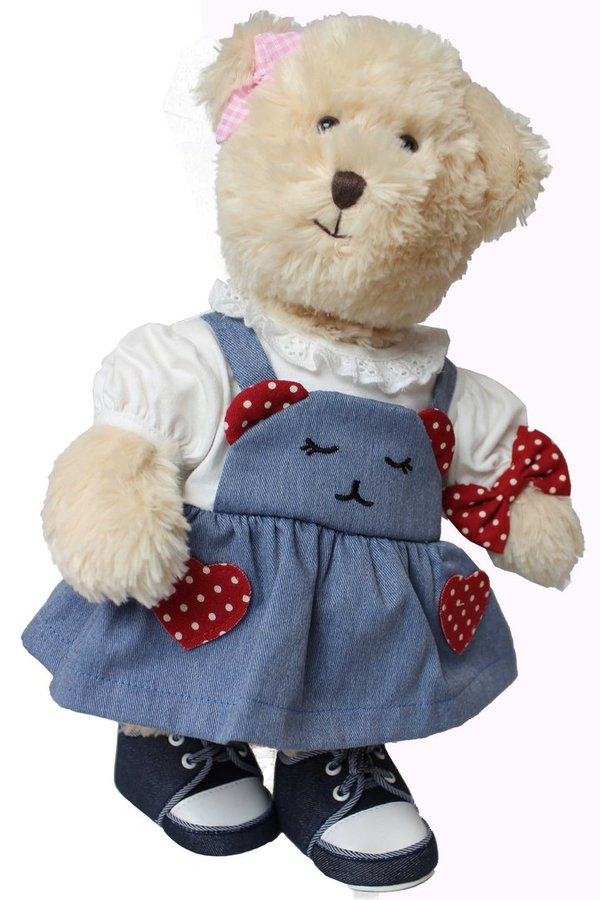 Teddybär Schlenker Bär kuschlig von Teddy House "Zeira Bär" 35 cm in beige mit Dress & Schluhe