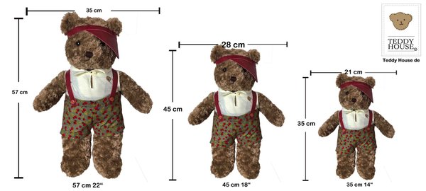 Teddybär kuschelig und anschmiegsam von TEDDY HOUSE® "Toby Bär" mit kleide mehrere grüße & Mustern