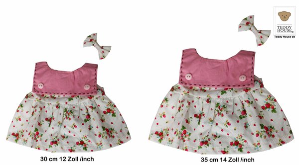 Bekleidung Teddybär kleid in rosa von TEDDY HOUSE passend für 30 cm K-370