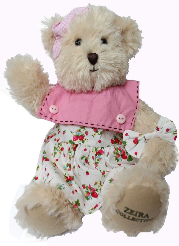 Teddybär Schlenker Bär kuschlig von Teddy House "Zeira Bär" 36 cm in beige mit Kleid K-372