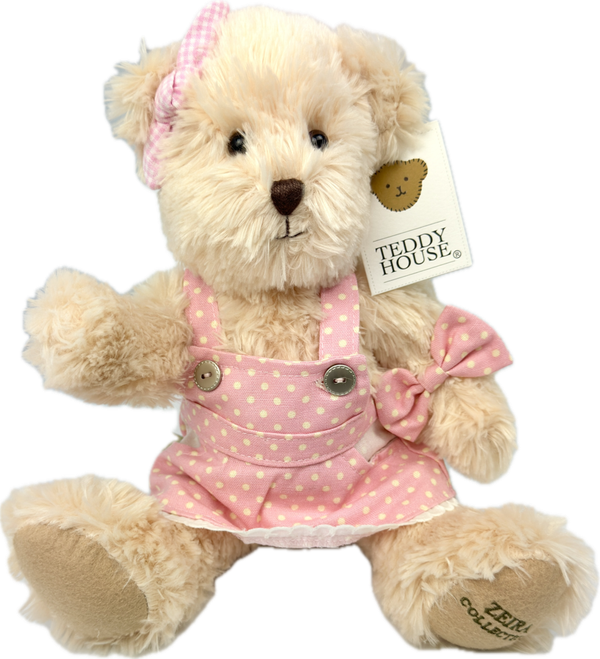 Teddybär Schlenker Bär kuschlig von Teddy House 30 cm in beige mit Kleid