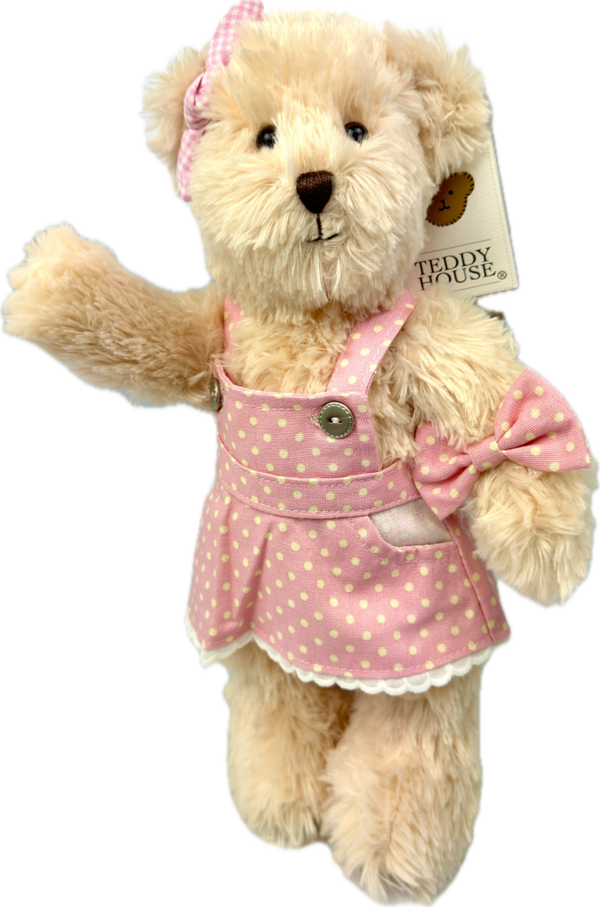 Teddybär Schlenker Bär kuschlig von Teddy House 30 cm in beige mit Kleid