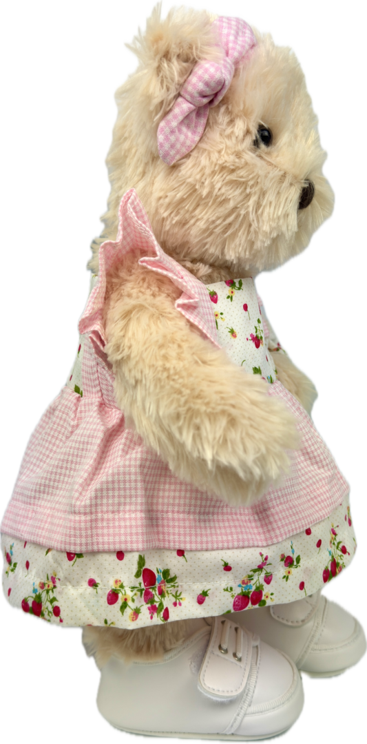 Schlenker Bär kuschlig von Teddy House 30 cm-12 Zoll in beige mit Dress & Schluhe