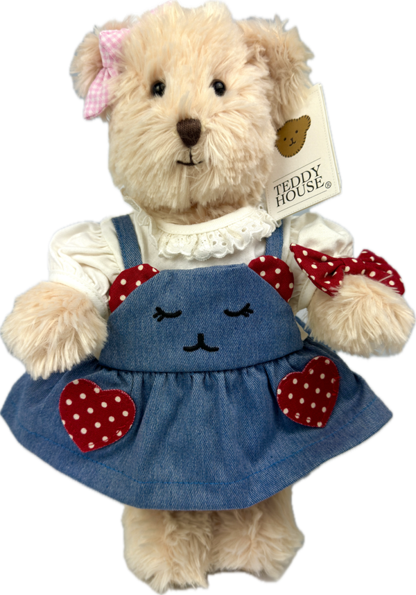 Teddybär Schlenker Bär kuschlig von Teddy House "Zeira Bär" 30 cm in beige mit Dress