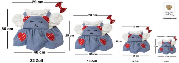 Outfit Bekleidung Teddybär Jeanskleid passend für 30 cm (=12 Zoll)