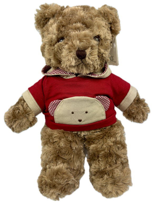 Teddybär kuschelig und anschmiegsam  "Toby Bär" in braun mit Polo in rot