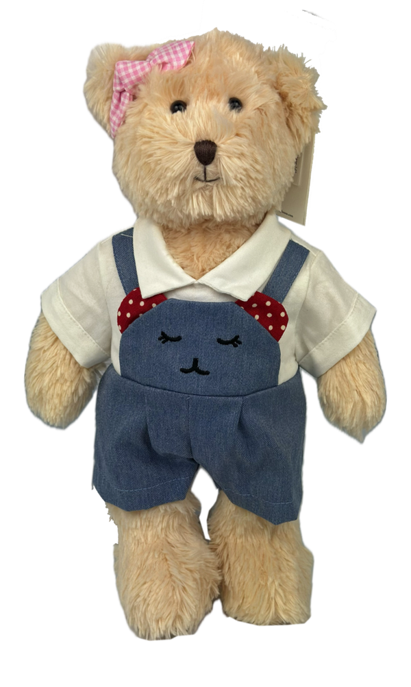 Teddybär Schlenker Bär kuschlig von Teddy House "Zeira Bär" 35 cm in beige mit Hose-T-shirt