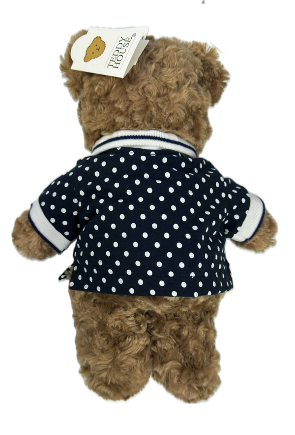 Teddybär kuschelig und anschmiegsam von TEDDY HOUSE® "Toby Bär" in braun mit Polo marine 14 Zoll