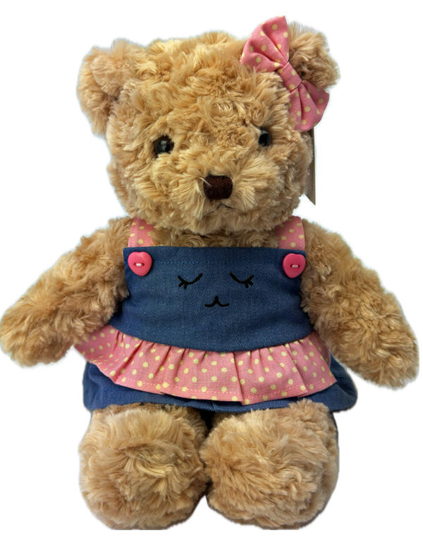Teddybär kuschelig und anschmiegsam von TEDDYHOUSE Toby Bär mit Jeansrock 35 cm